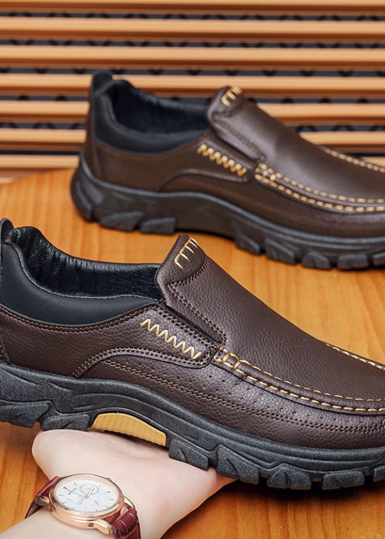 Men's genuine leather soft sole non-slip waterproof casual loafers