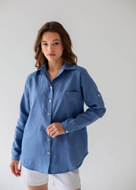 Blue jeans linen shirt