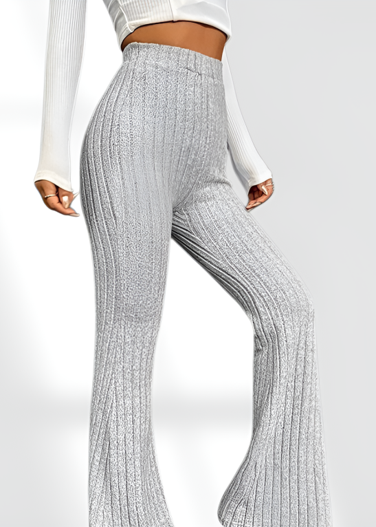 New autumn and winter European and American fashion casual solid color flared high waist pants slim