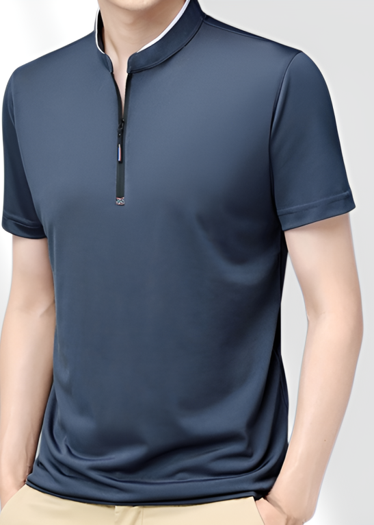 Men's Commuter Half Zip Summer Thin Standing Collar Solid Color Half Sleeve TShirt