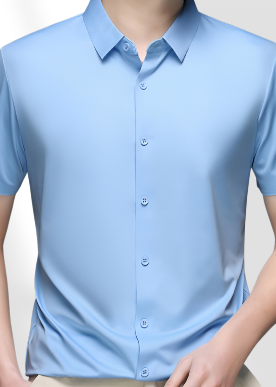 Mens Silk Business Casual Short Sleeve Shirt