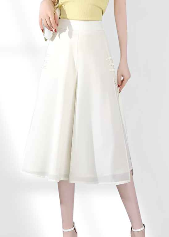 Women's Seven-Layer Wide Leg Chiffon Pants, Double Layer Design